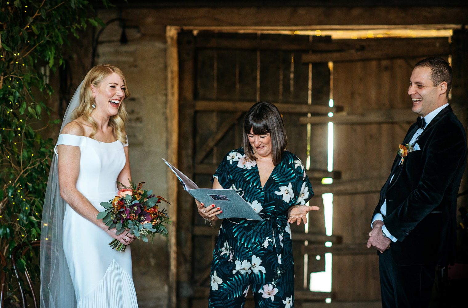 wedding ceremony at Stone Barn