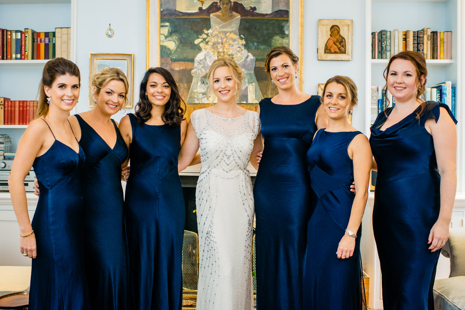 dark blue bridesmaids dresses