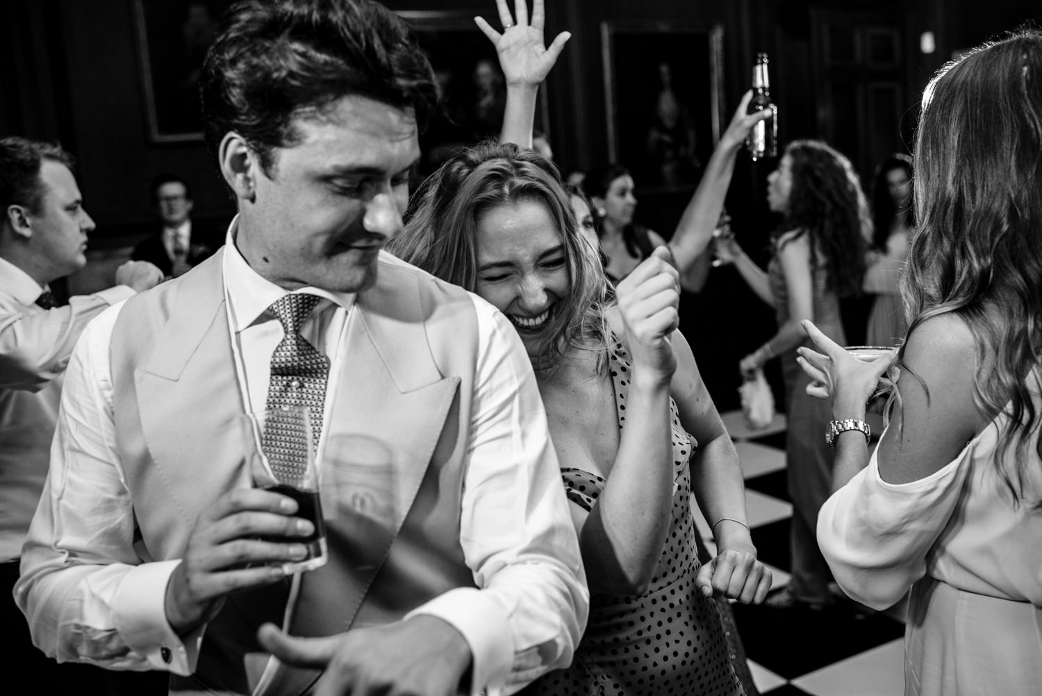 Wedding party dancing at Cowdray House