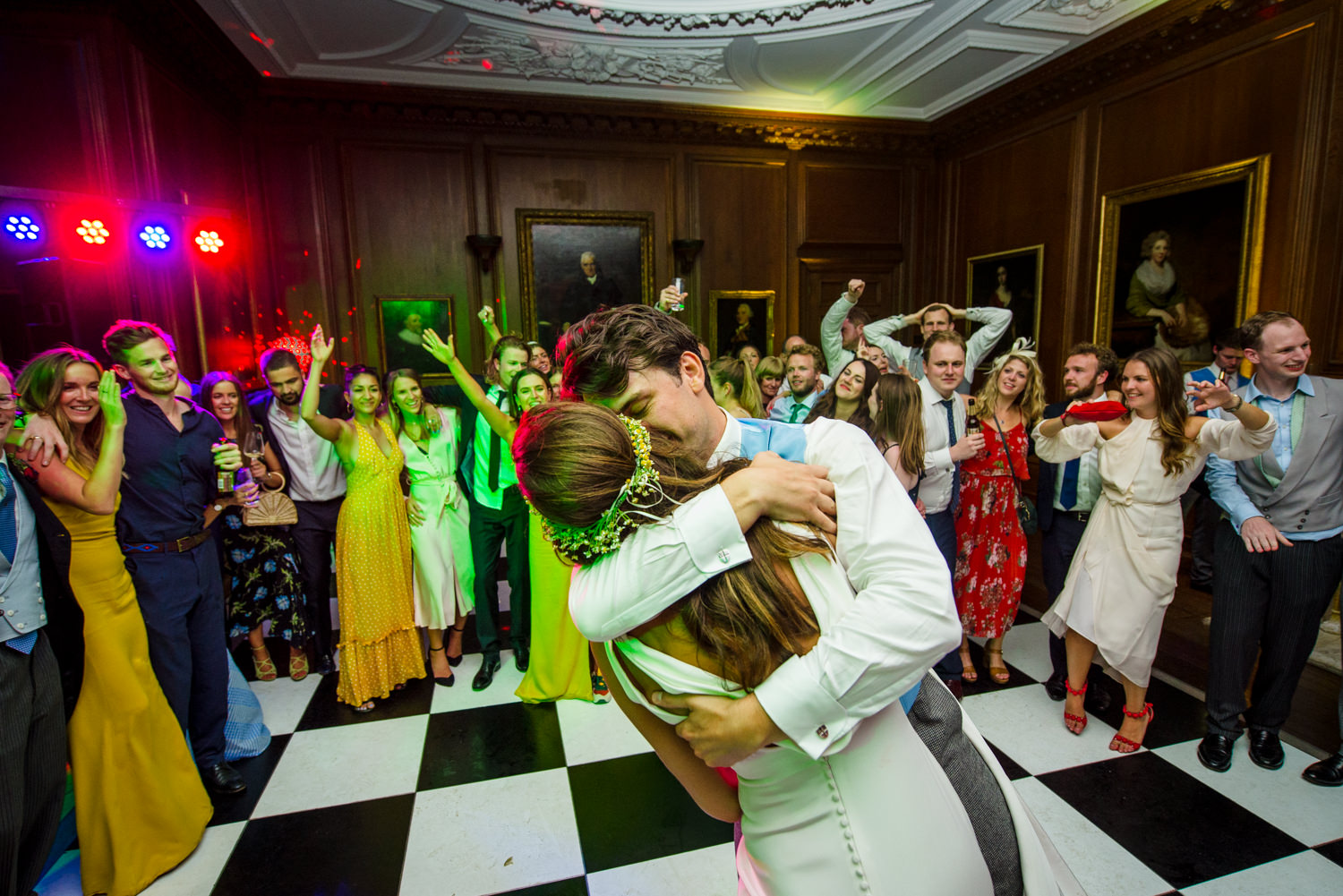 Wedding party dancing at Cowdray House